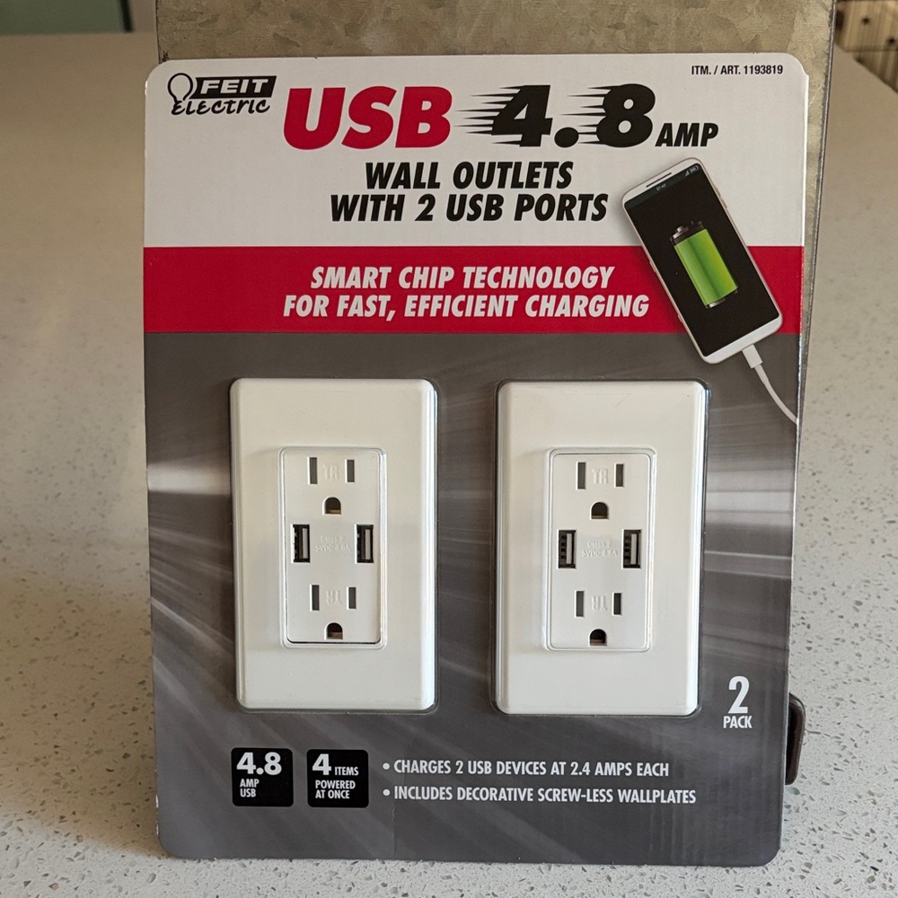 *NEW* FEIT Electric White USB Wall Outlets